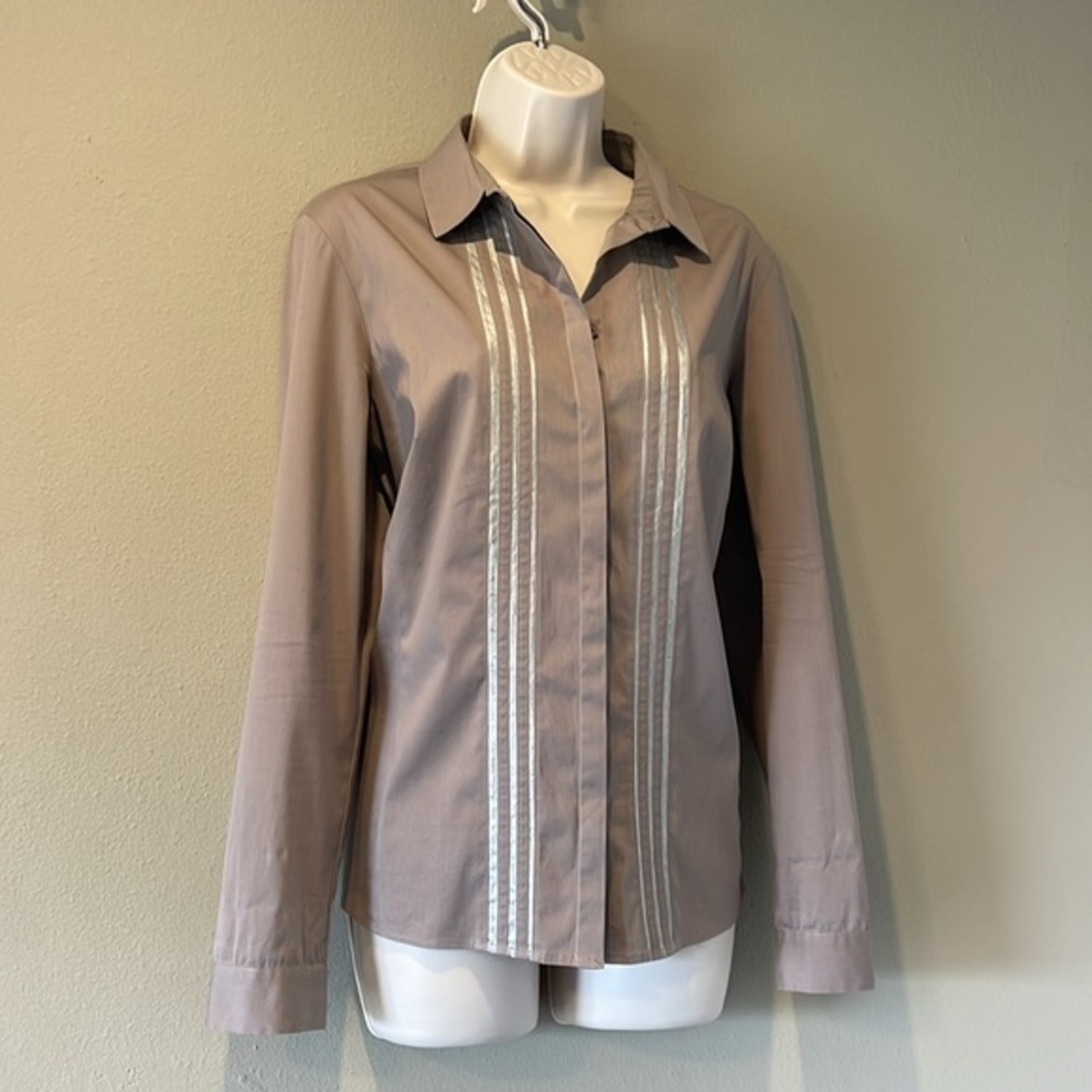 Lafayette 148 New York Grey Button Down Shirt, 12